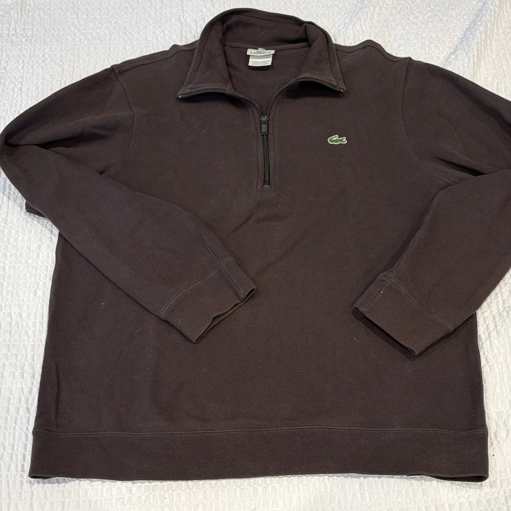 Lacoste Men's Chocolate Brown Half Zip Sweater